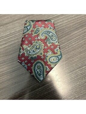 Vintage Manhattan Men's Pocket Square Red Paisley Satin New